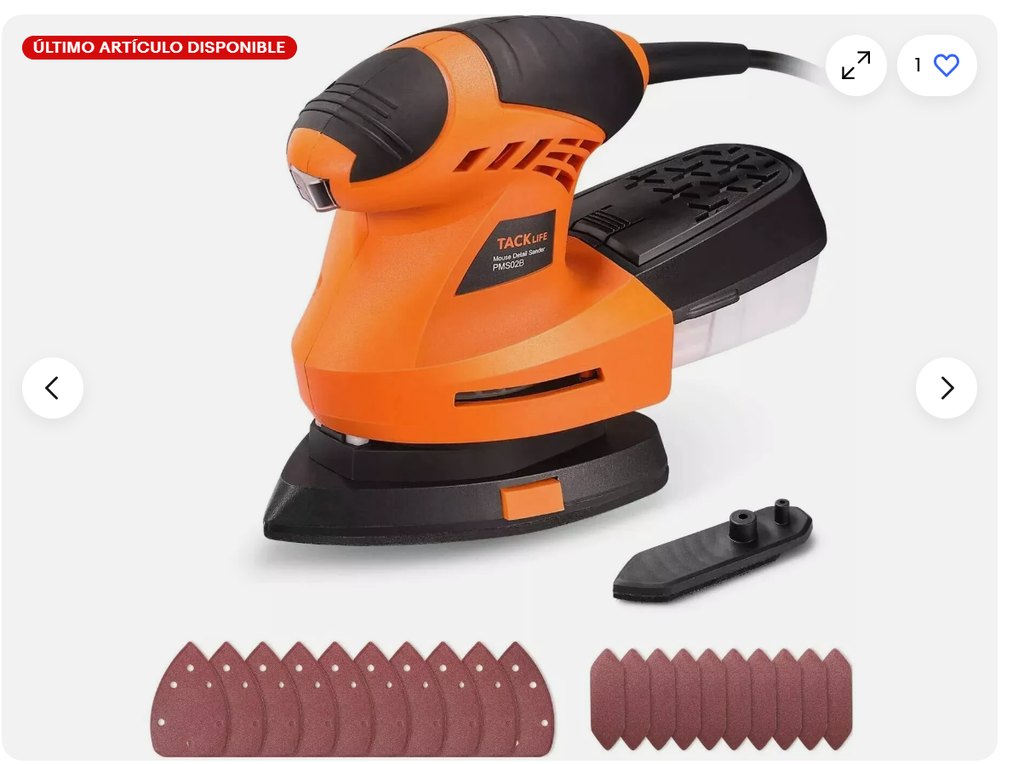 Tacklife PMS02B 200W lijadora eléctrica, con base rotativa multifuncional de 360°.